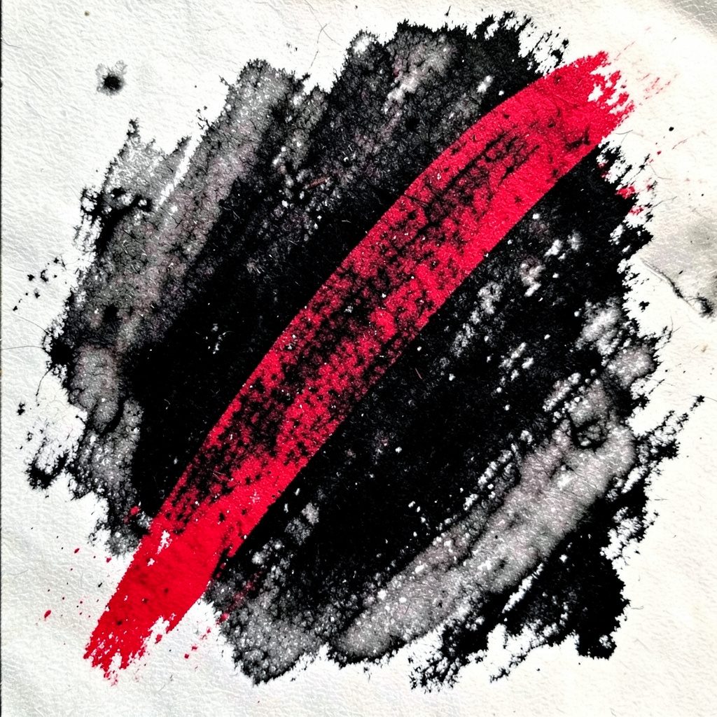 A textured collage of hand-drawn greeting card elements — envelopes, botanical sketches, and handwritten lettering in black and crimson.